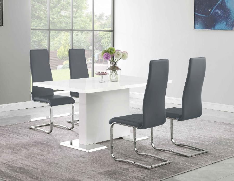 5-piece Dining Table Set White High Gloss