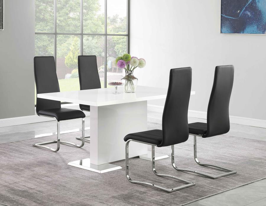 5-piece Dining Table Set White High Gloss
