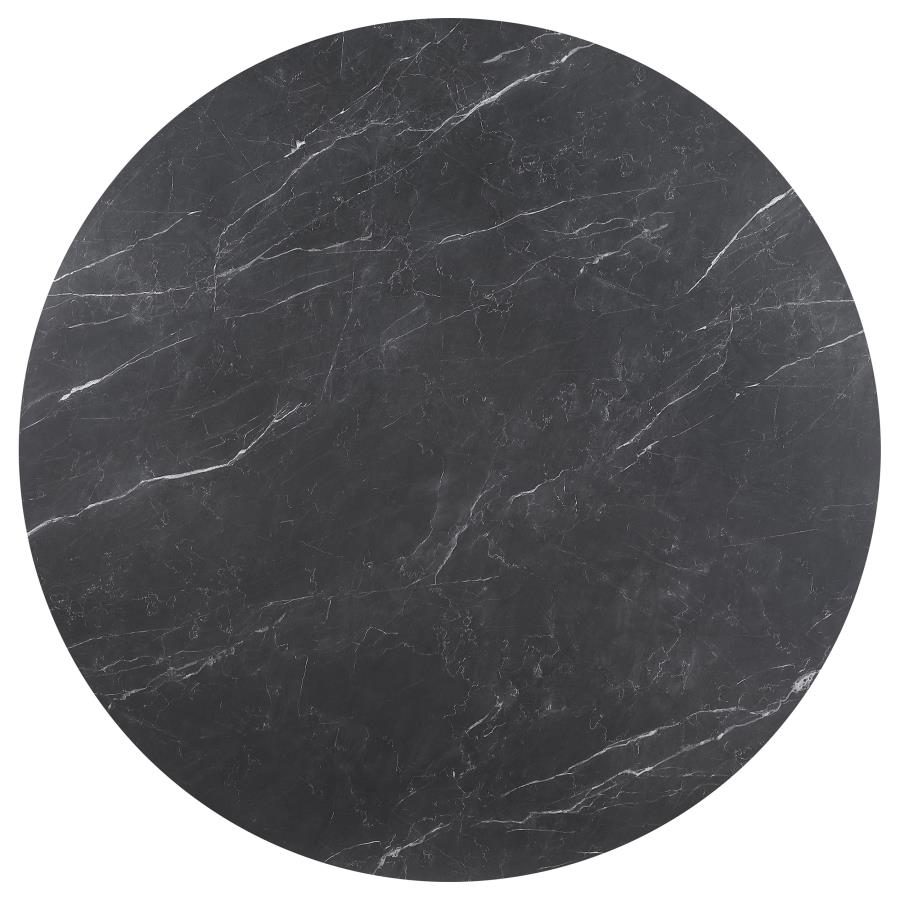 5-piece Round Faux Marble Top Dining Table Set