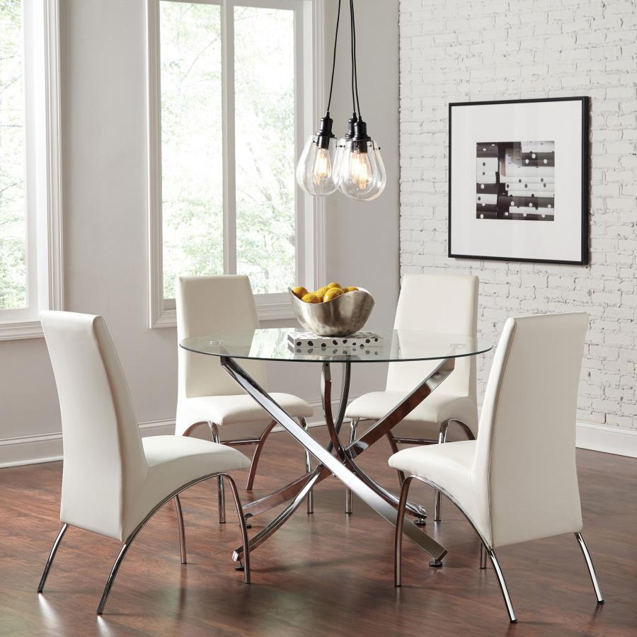 5-piece Round Glass Top Dining Set