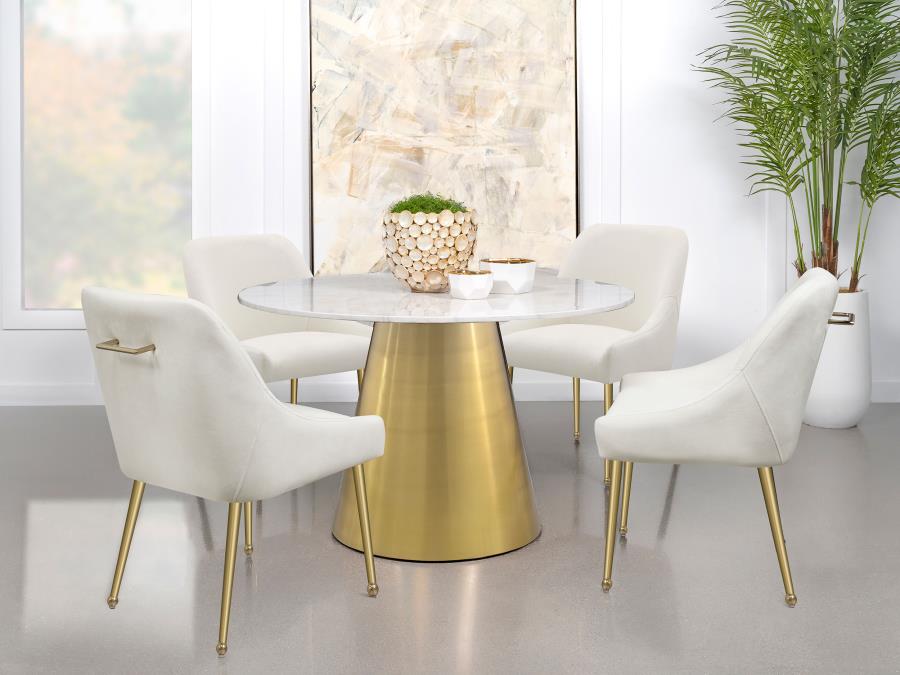 5-piece Round 50" Marble Top Dining Set