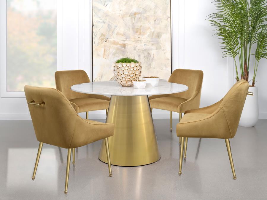 5-piece Round 50" Marble Top Dining Set