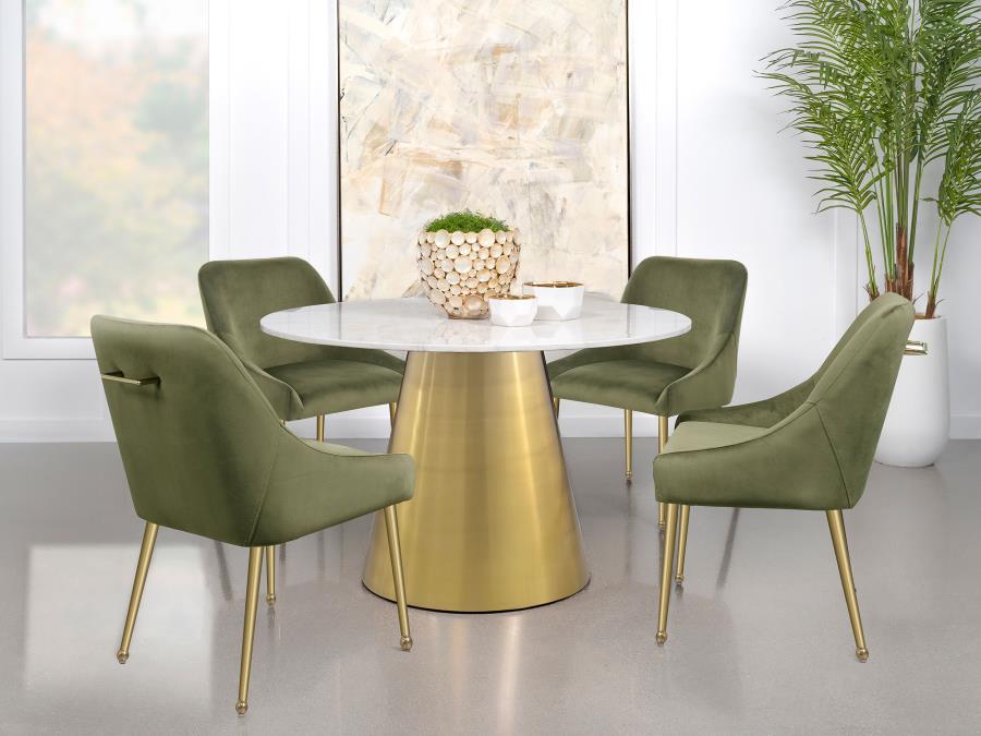 5-piece Round 50" Marble Top Dining Set