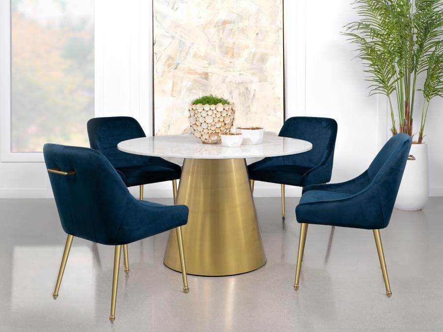 5-piece Round 50" Marble Top Dining Set