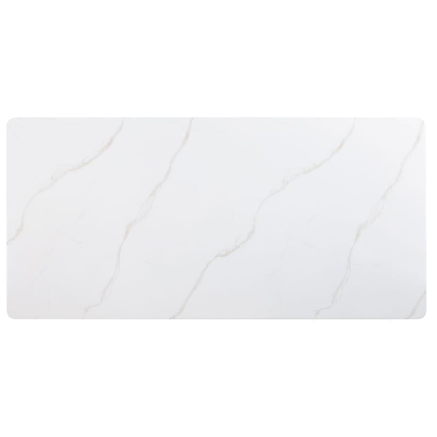 7-piece Rectangular 79" Marble Top Dining Set