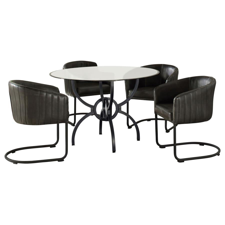 5-piece Round Glass Top Dining Table Set