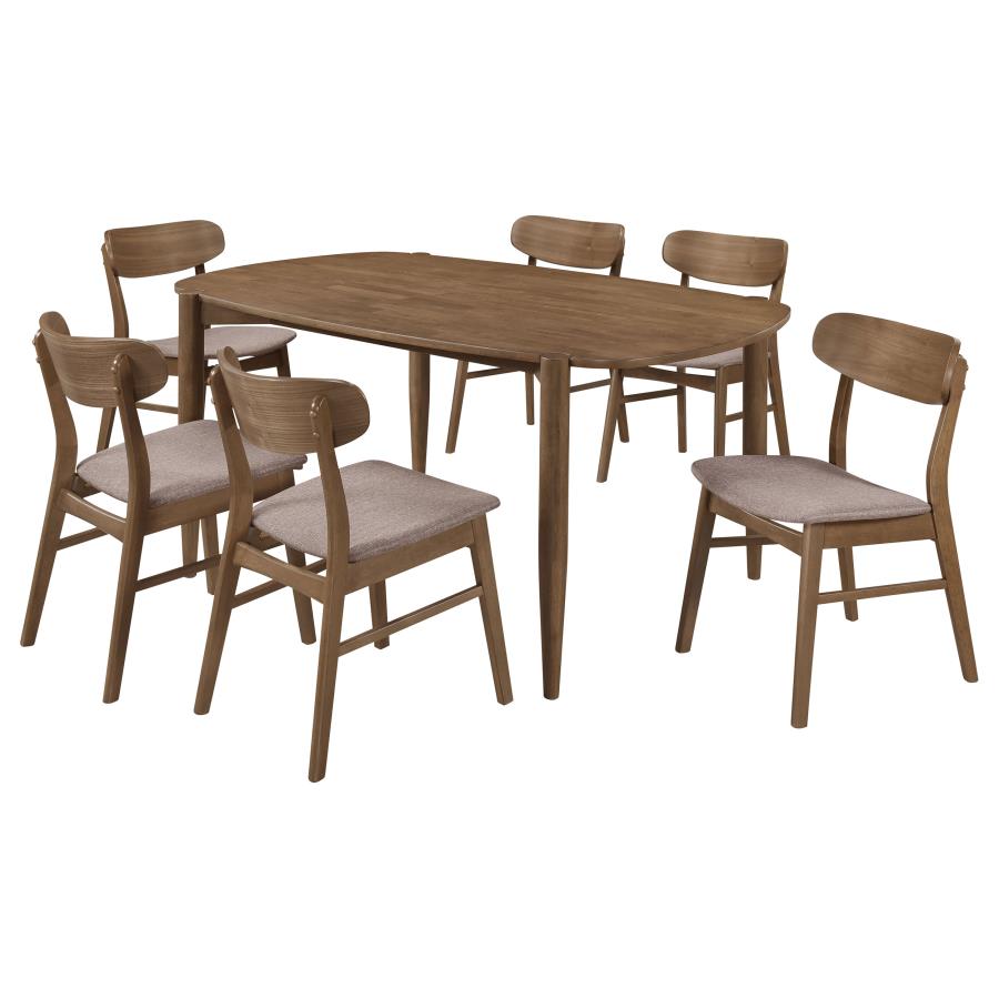 7-piece Oval Solid Wood Dining Set