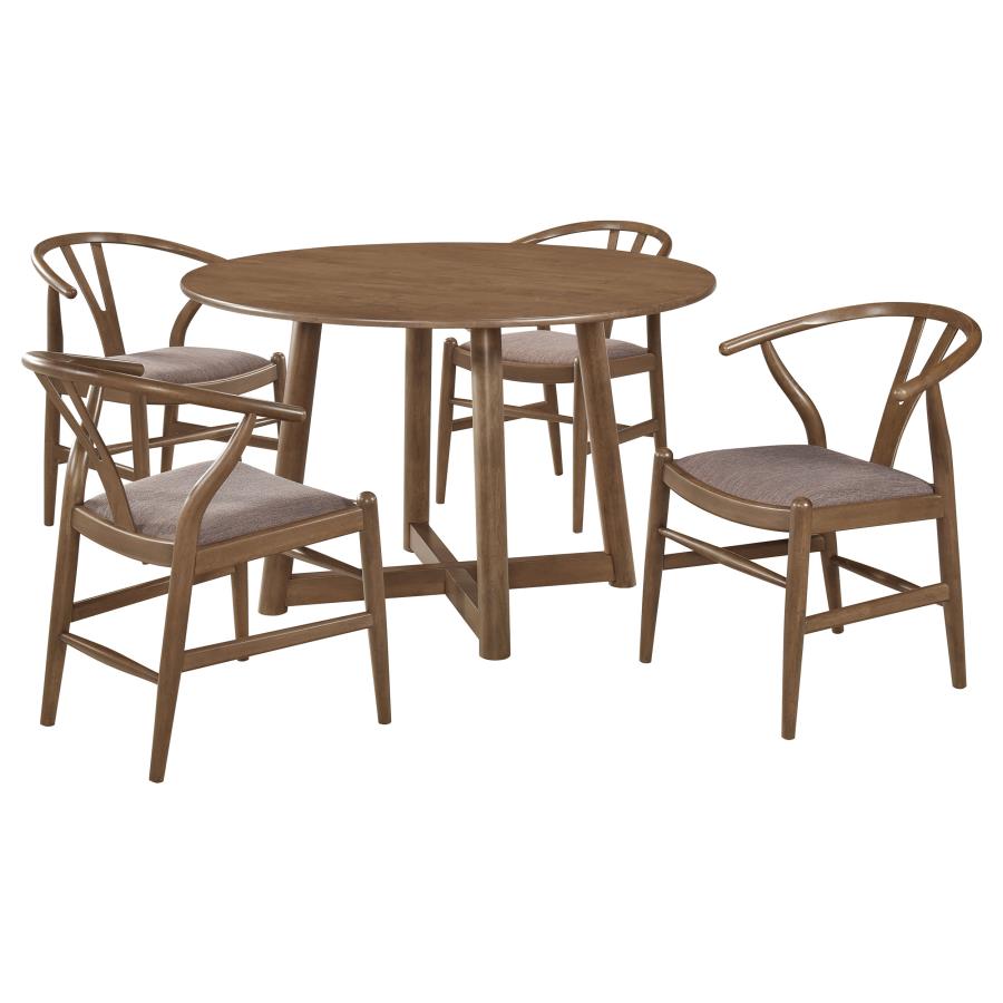 5-piece Round Solid Wood Dining Set