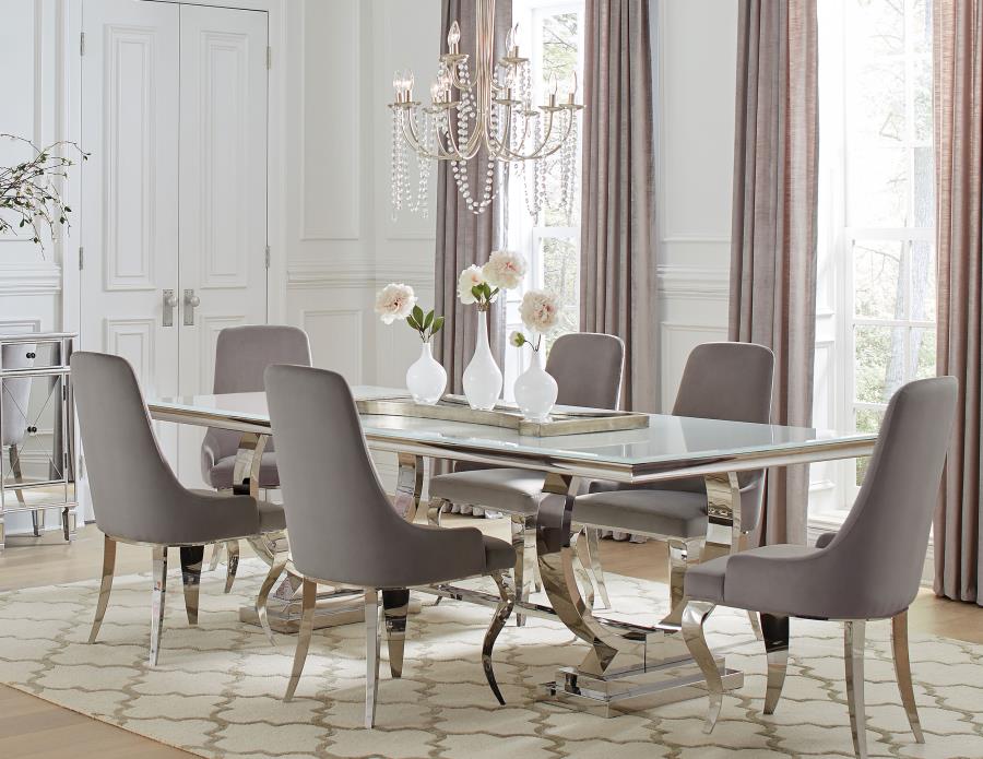 7-piece Rectangular Glass Top Dining Set