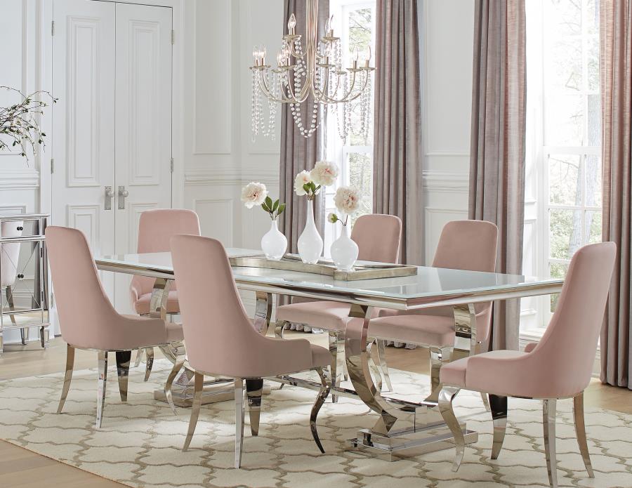 7-piece Rectangular Glass Top Dining Set