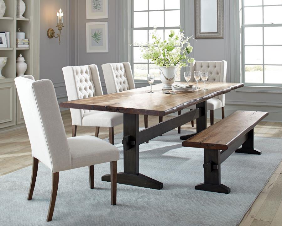 6-piece Rectangular Live Edge Dining Table Set
