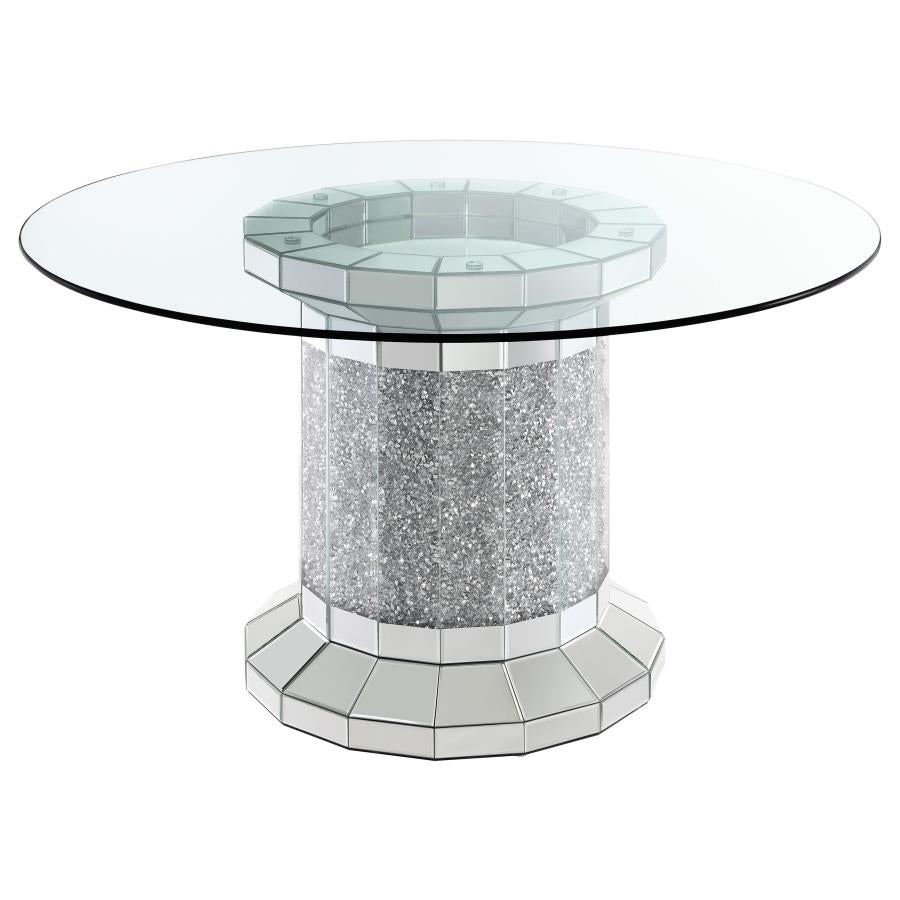 5-piece Mirrored Pedestal Dining Table Set