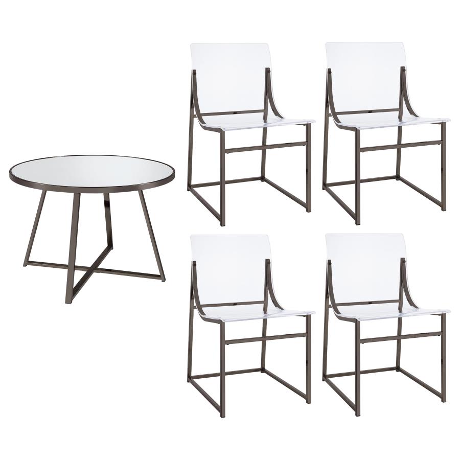 5-piece Round Mirror Top Dining Set