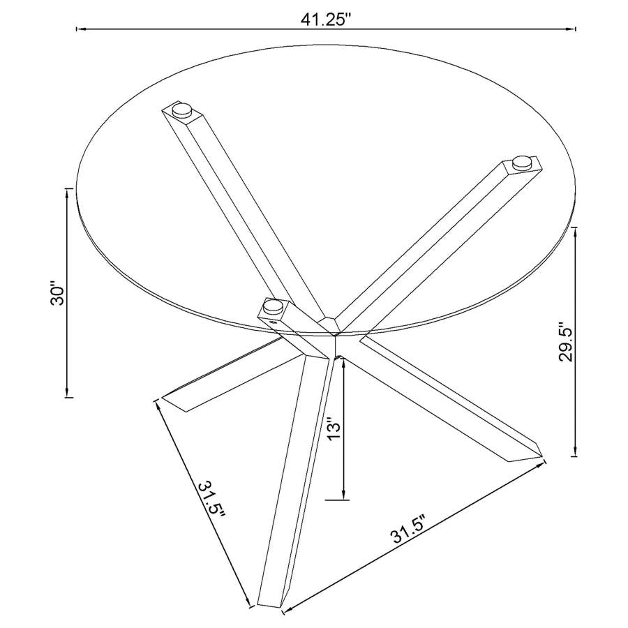 41-inch Glass Top Round Dining Table Chrome