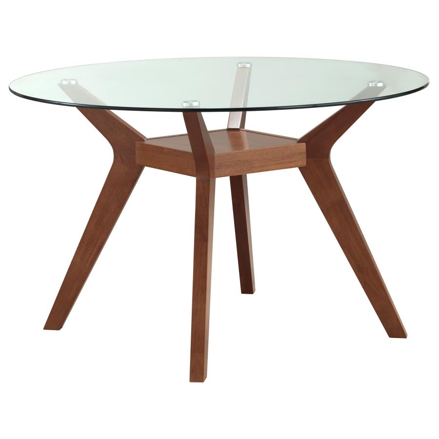 5-piece Round Glass Top Dining Table Set