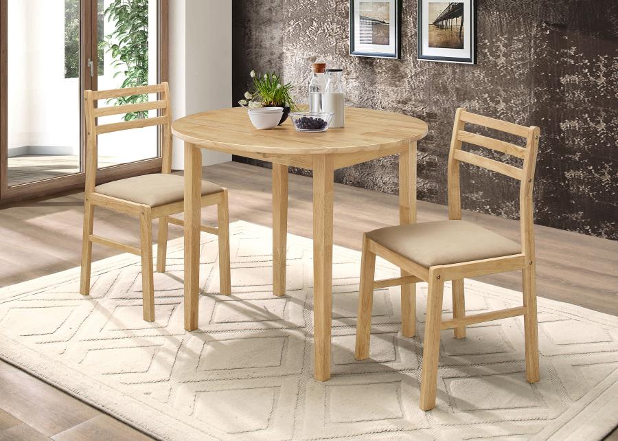 3-piece Round Drop Leaf Dining Table Set
