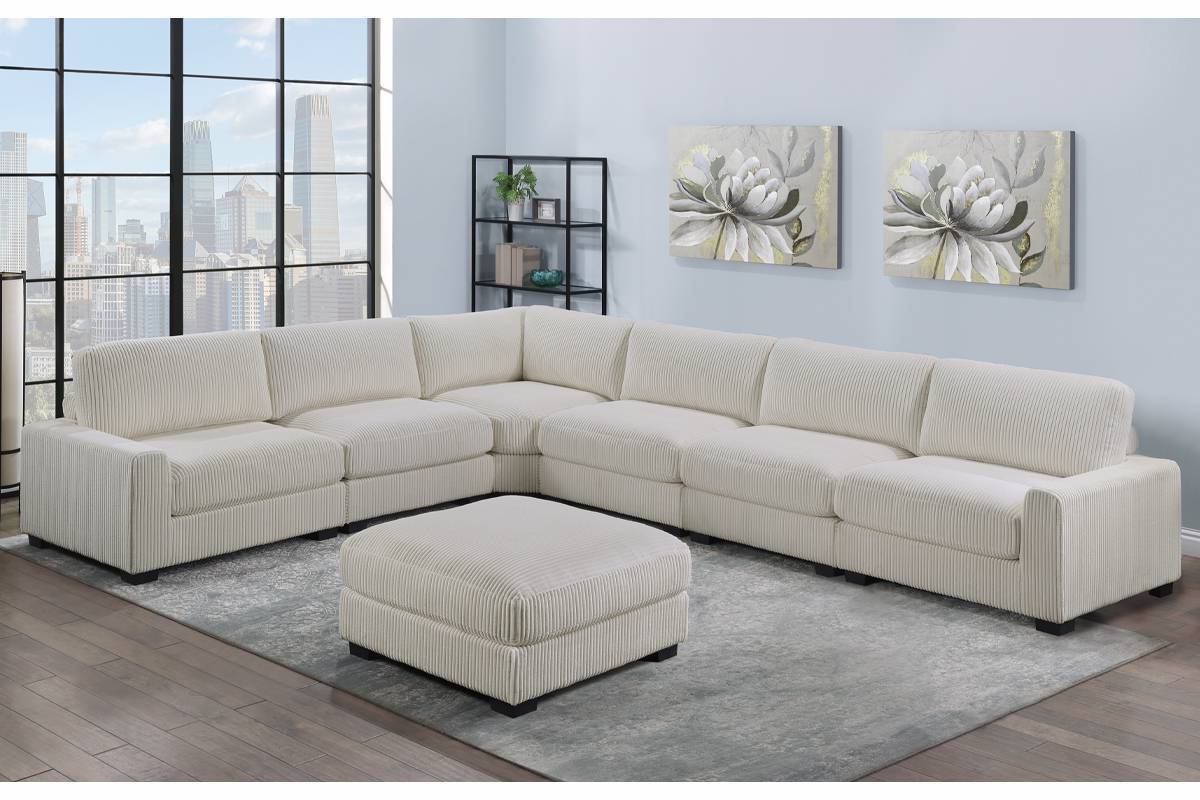 7-PC Modular Wide Welt Corduroy Sectional Set