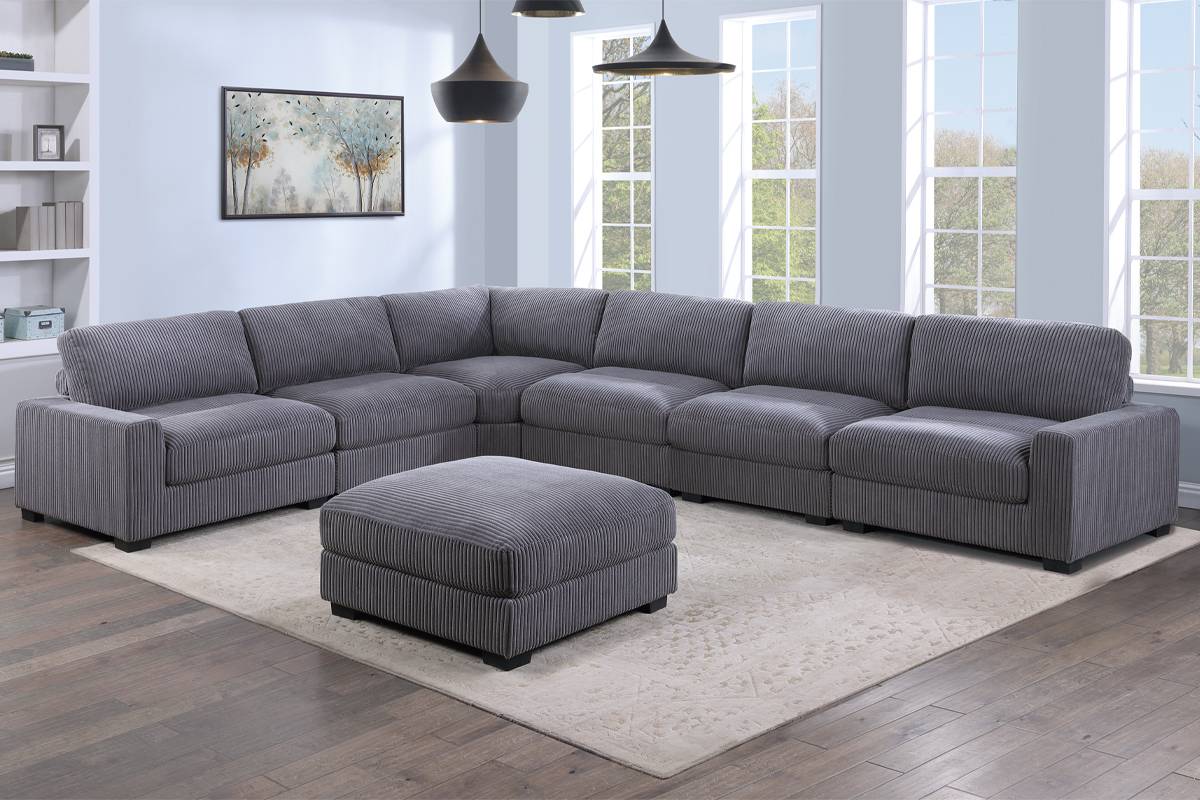 7-PC Modular Wide Welt Corduroy Sectional Set