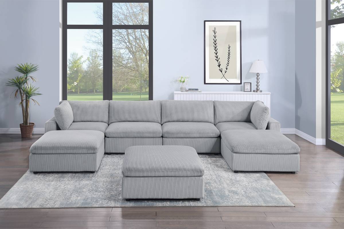 7-PC Modular Corduroy Sectional Set