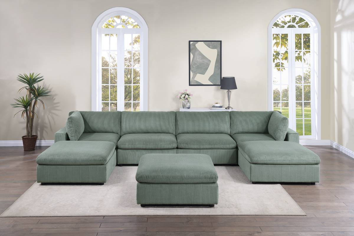 7-PC Modular Corduroy Sectional Set
