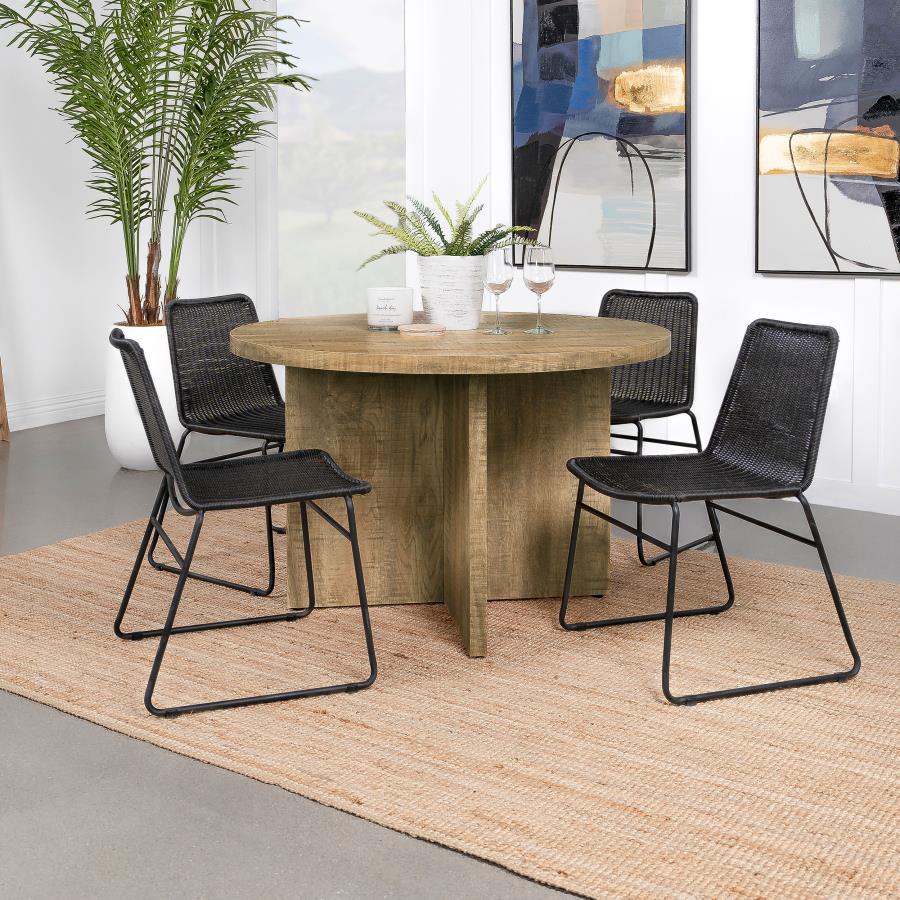 5-piece Round 47" Composite Wood Dining Table Set