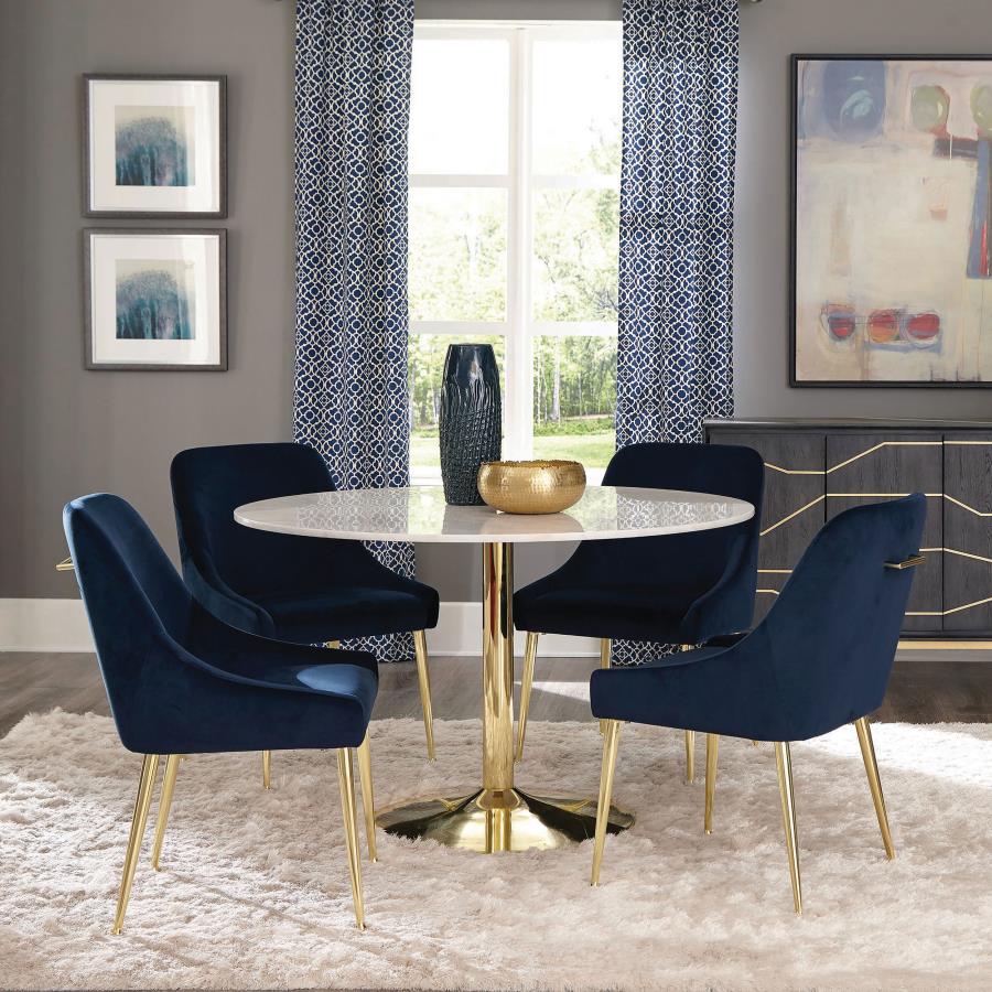 5-piece Round Marble Top Dining Set