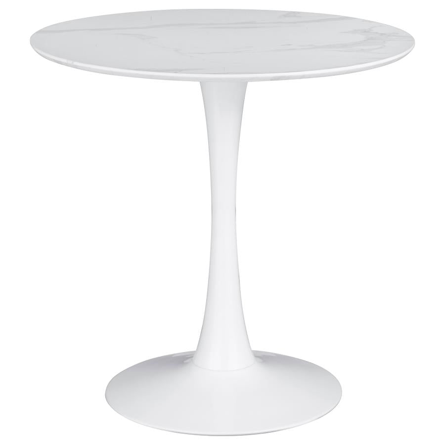 5-piece Round 30-inch Faux Marble Top Dining Table Set