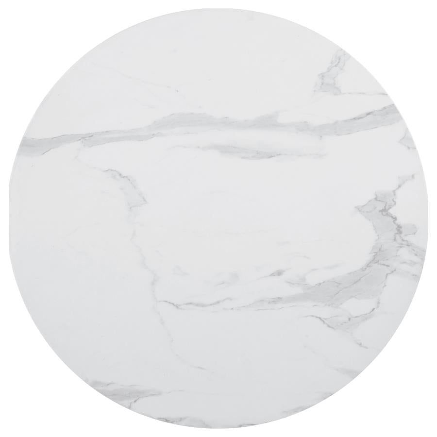 5-piece Round 30-inch Faux Marble Top Dining Table Set