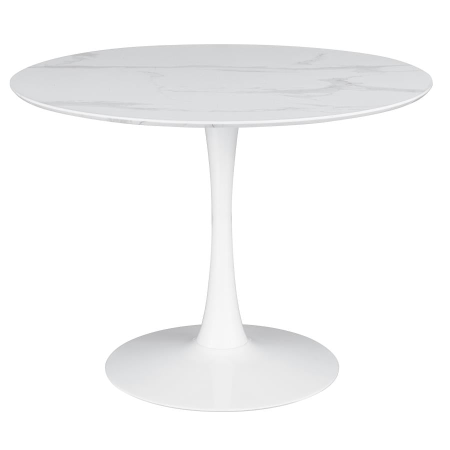 5-piece Round 40-inch Faux Marble Top Dining Table Set