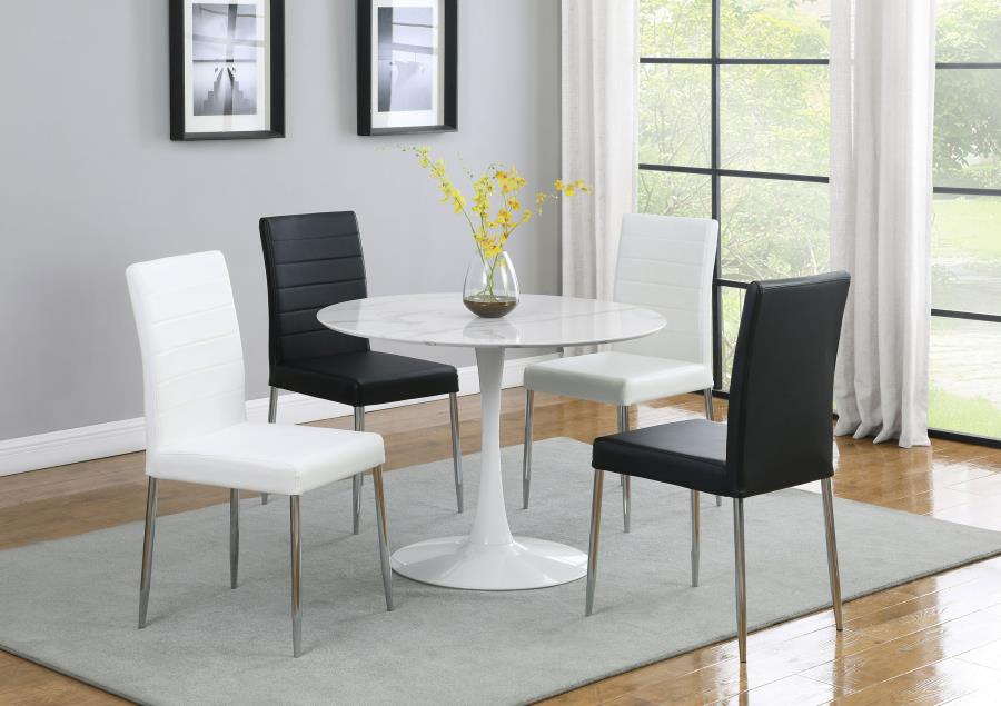 5-piece Round 40-inch Faux Marble Top Dining Table Set