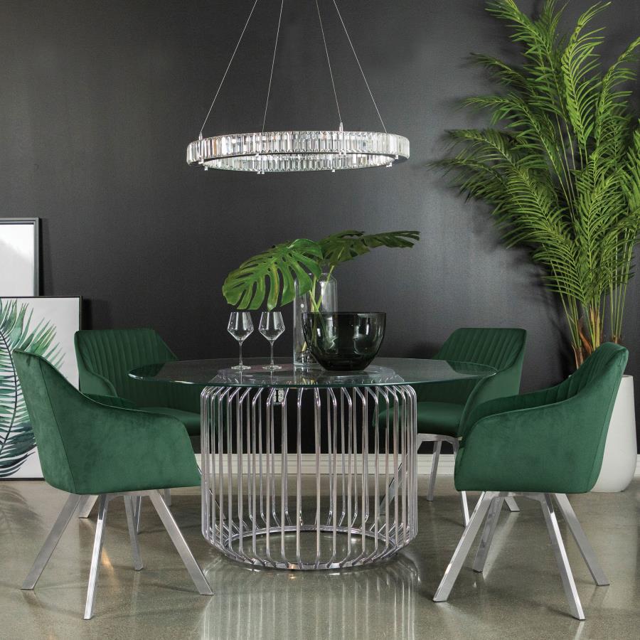 5-piece Round Glass Top Dining Table Set