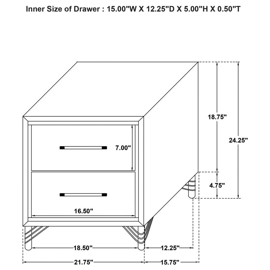 2-drawer Nightstand Bedside Table Black
