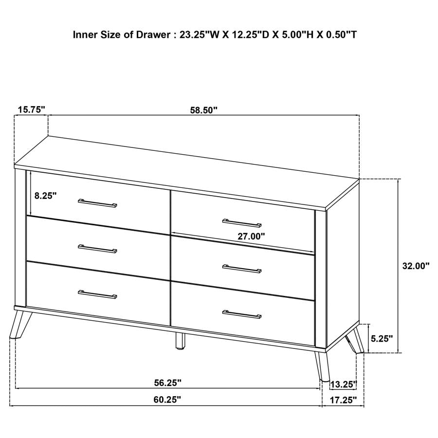 6-drawer Dresser Cabinet Natural Pine