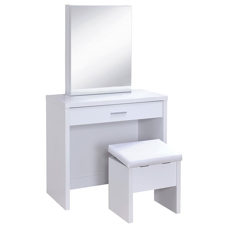Vanity Set with Lift-Top Stool White