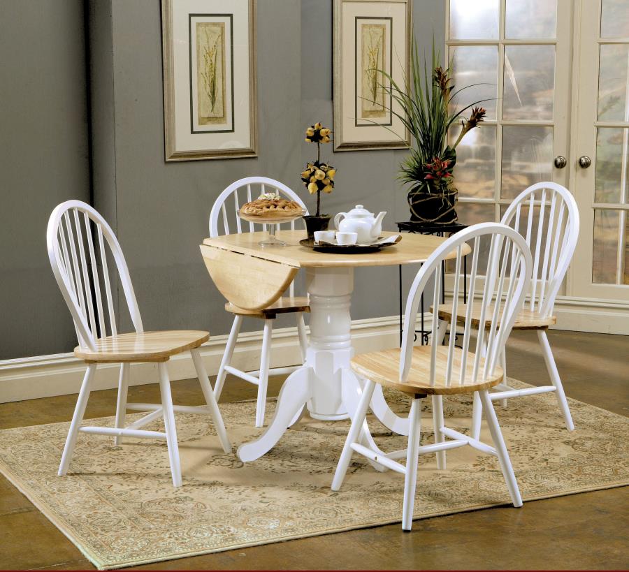 5-piece Round Drop Leaf Dining Table Set