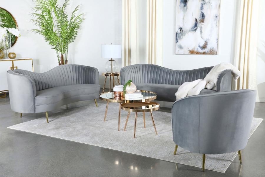 Upholstered Channel Tufted Sofa Set