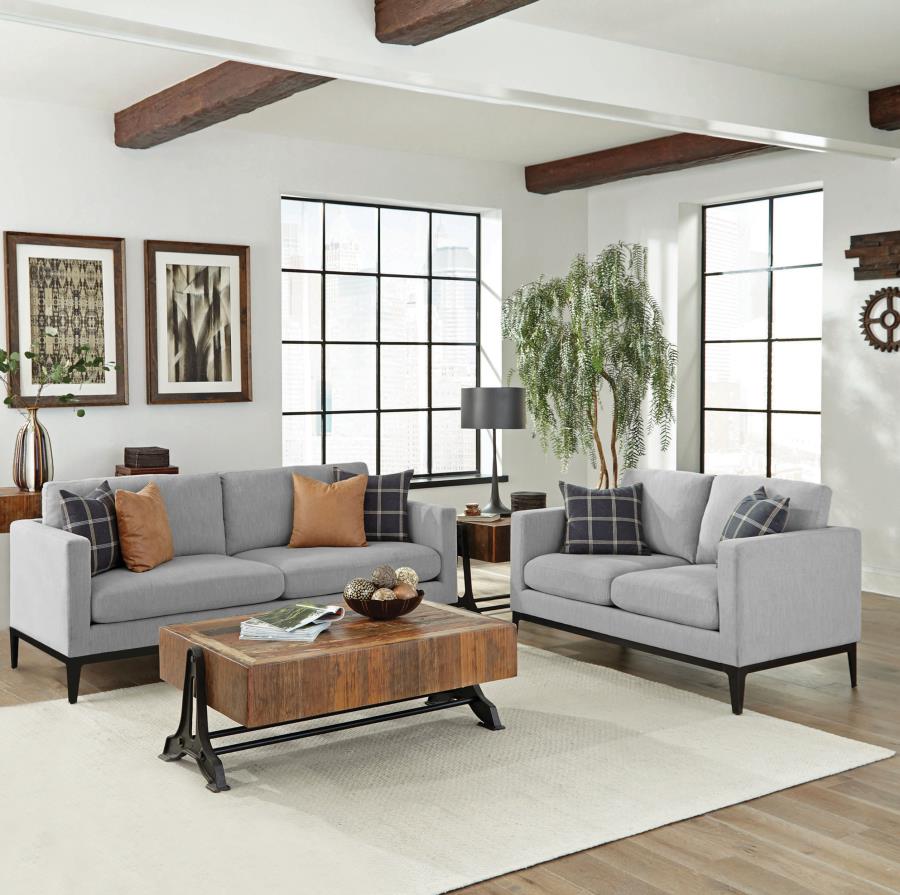 Upholstered Track Arm Sofa Set