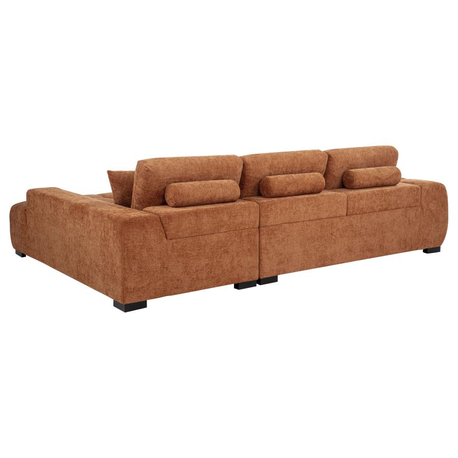 Orange Fabric Sectional Sofa and Chaise Set