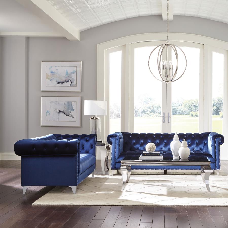 Upholstered Tuxedo Arm Tufted Sofa Set