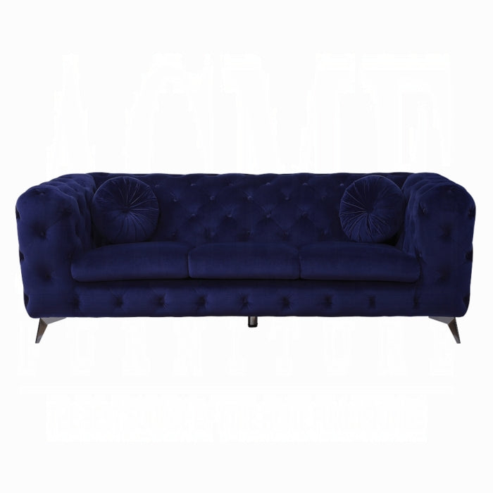 Modern Tufted Velvet Fabric Sofa Blue