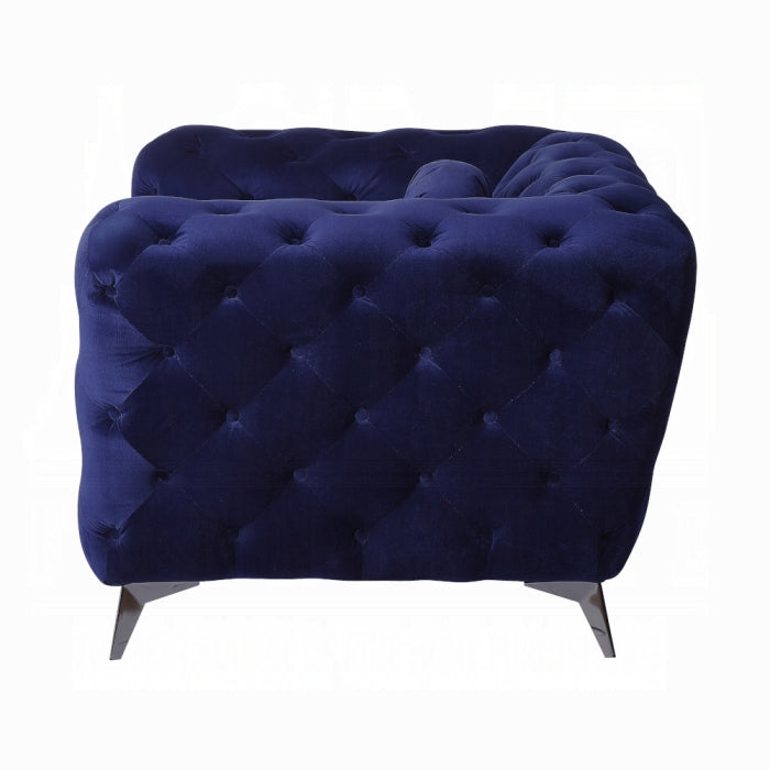 Modern Tufted Velvet Fabric Sofa Blue