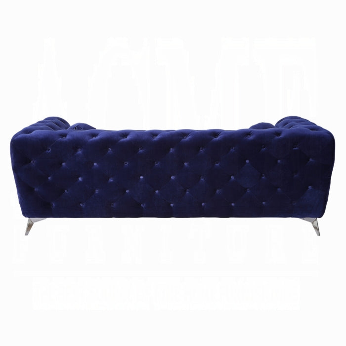 Modern Tufted Velvet Fabric Sofa Blue