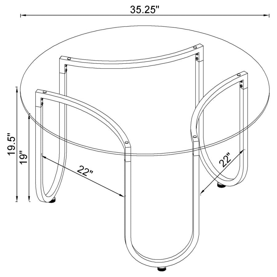 Round Tempered Glass Top Cocktail Coffee Table Chrome
