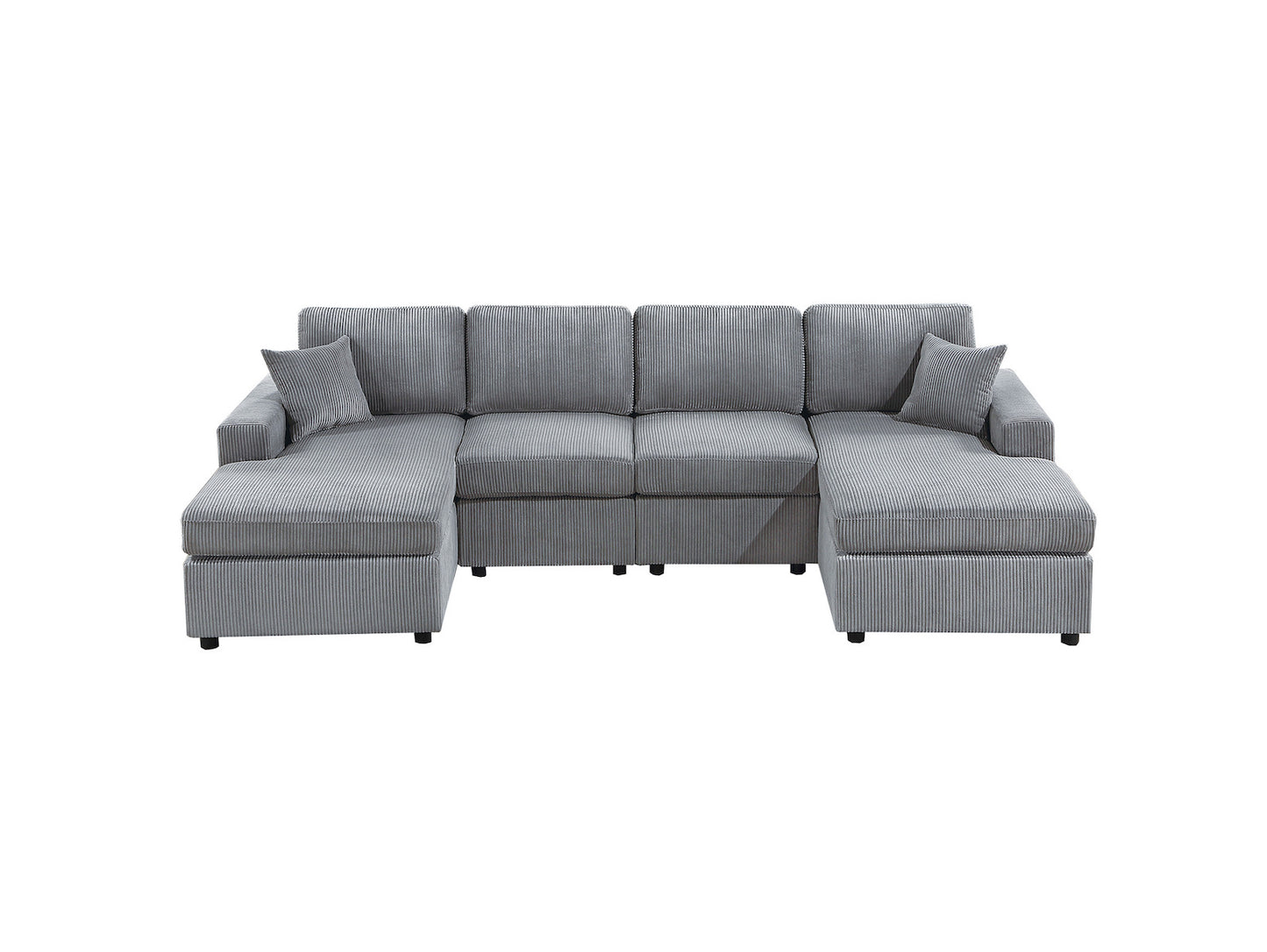3-PC Corduroy Sectional Sofa with Two Chaises Set