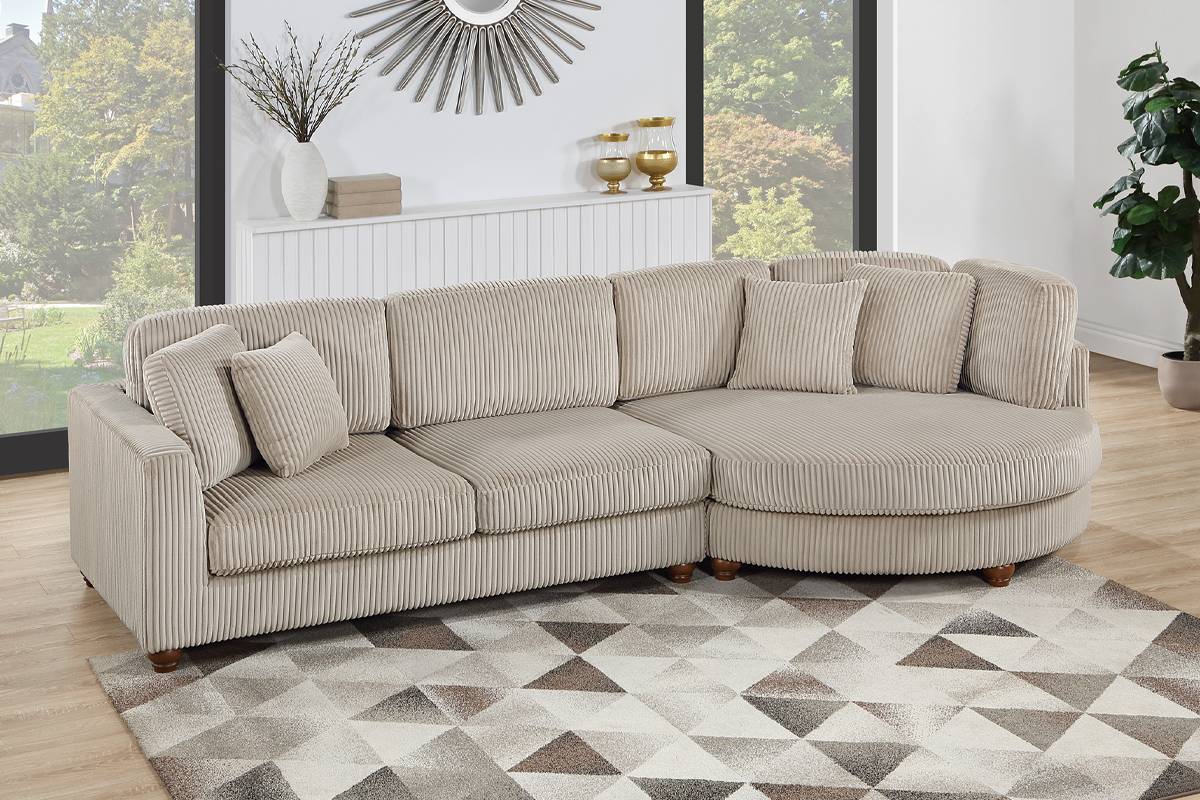 2-PC Corduroy Fabric Sectional