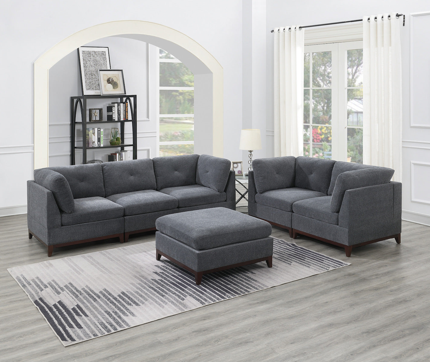 6-PC Modular Sofa Loveseat Ottoman