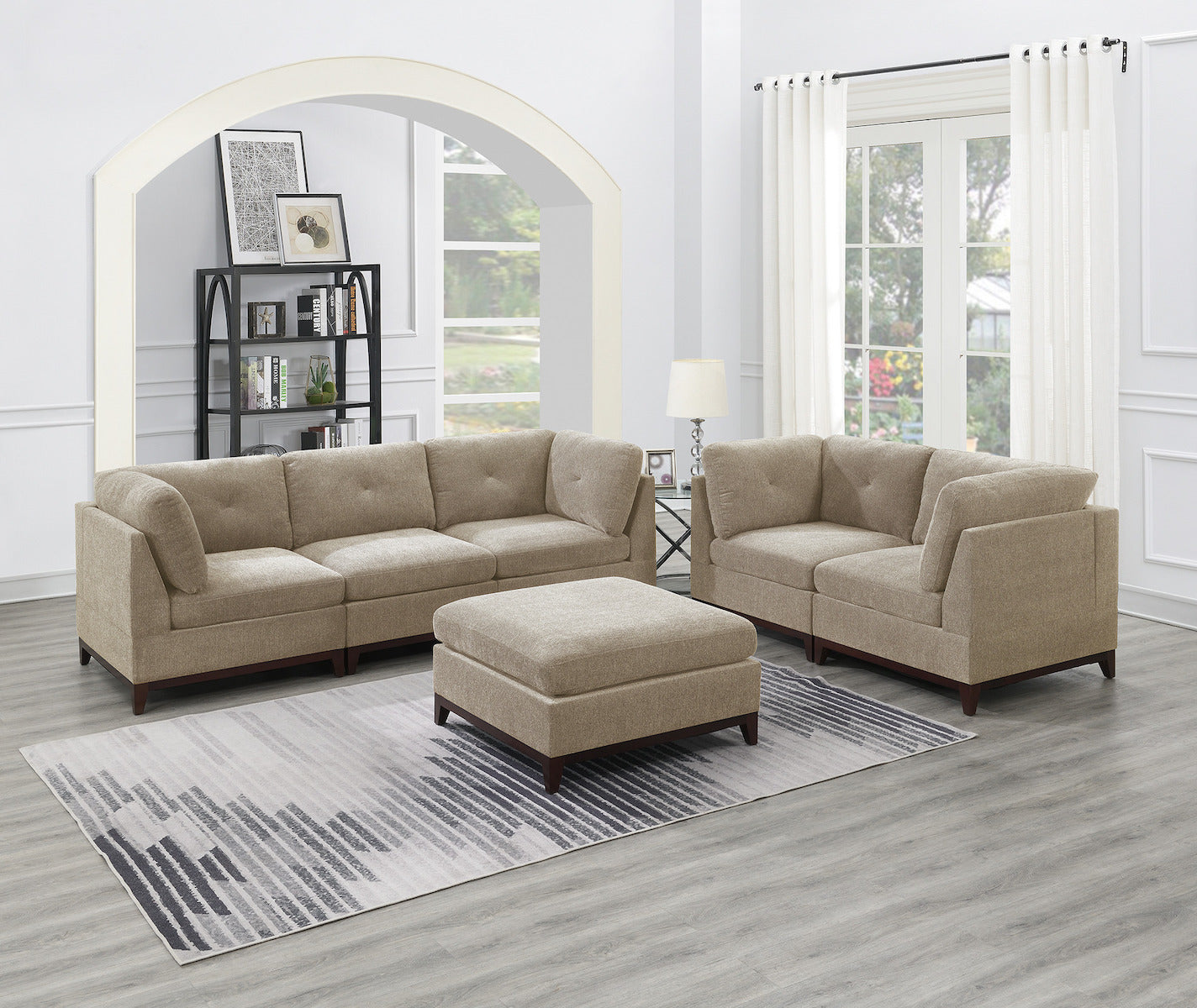 6-PC Modular Sofa Loveseat Ottoman