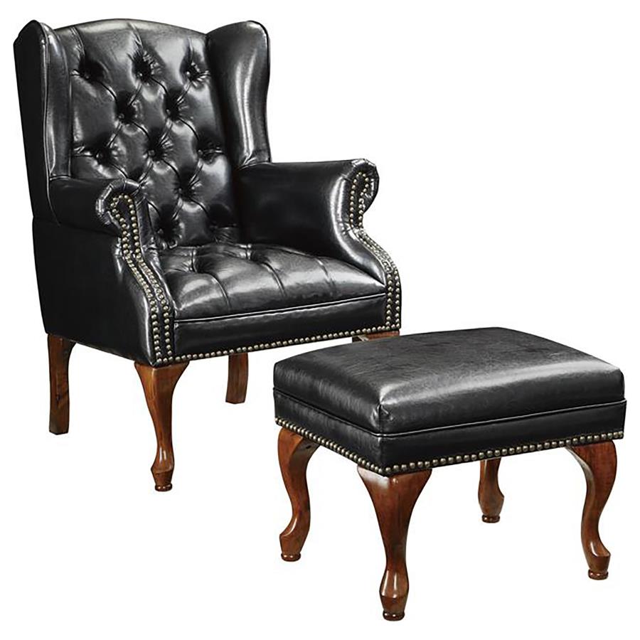 Upholstered Wingback Chair and Ottoman Set