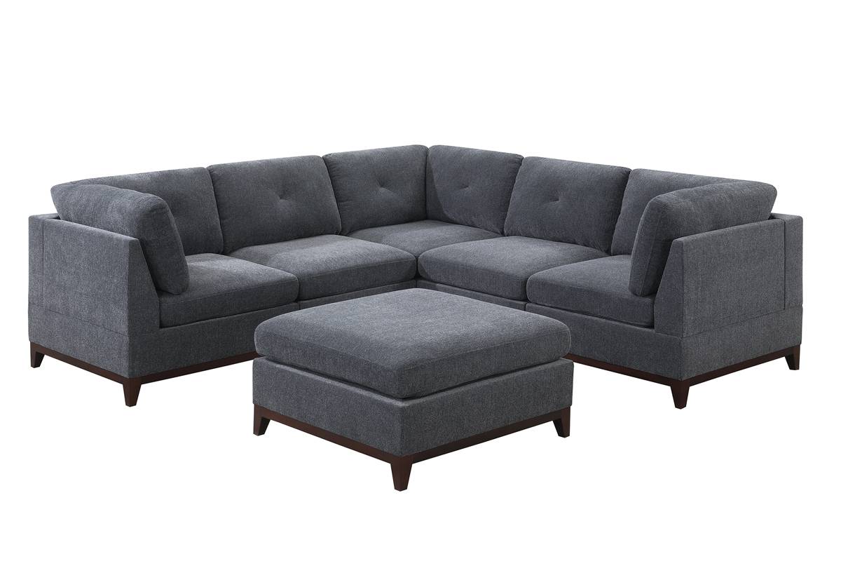 6-PC Modular Chenille Fabric Sectional with Ottoman