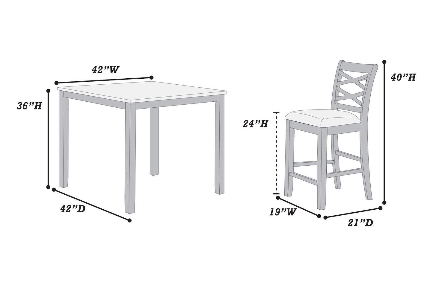 5 Piece Counter Height Dining Set